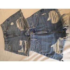 Pair of Distressed Women's Denim Shorts